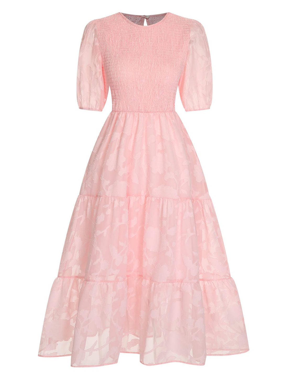 She slips into this 1930s Round Neck Puff Sleeve Wrinkle Dress and suddenly it&