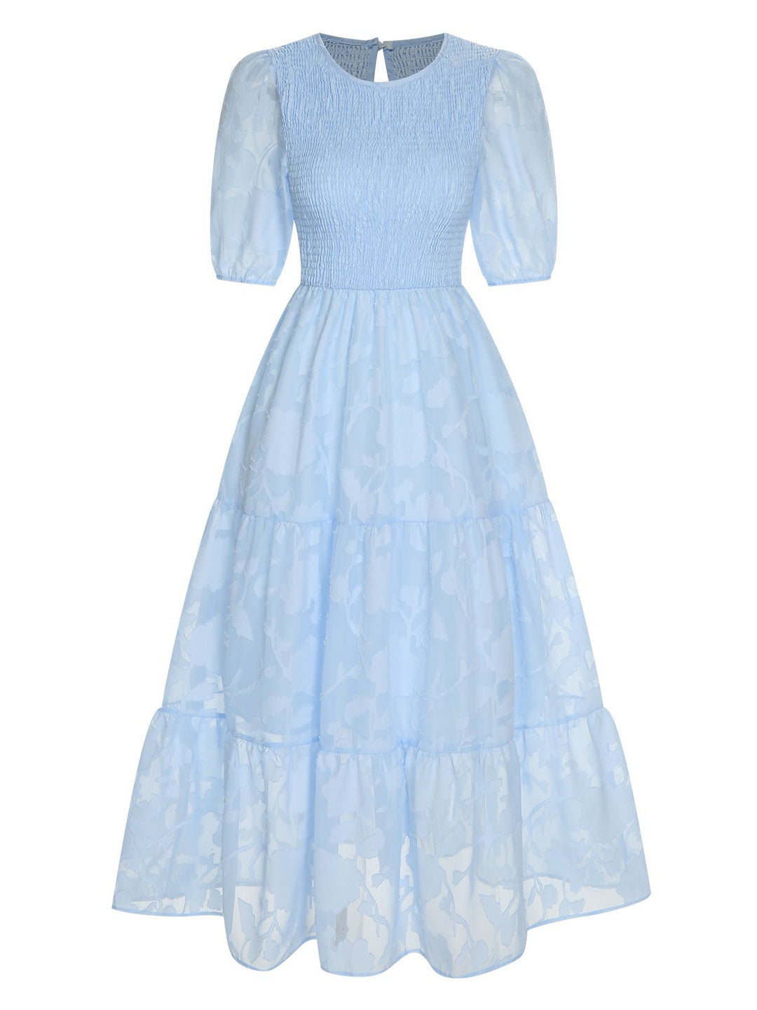 1930s Round Neck Puff Sleeve Wrinkle Dress — a 1930s silhouette that turns sidewalks into runways