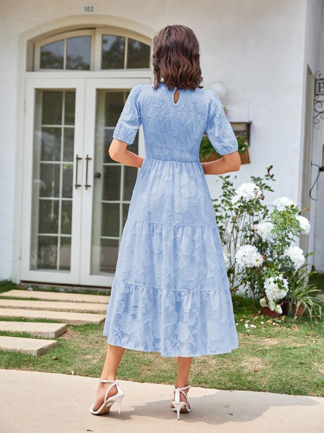 1930s Round Neck Puff Sleeve Wrinkle Dress — the kind of 1930s dress that makes strangers smile