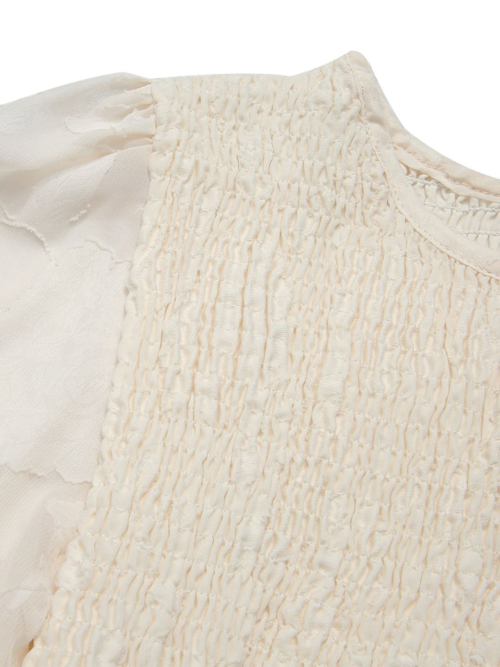 1930s Round Neck Puff Sleeve Wrinkle Dress — a 1930s silhouette that turns sidewalks into runways