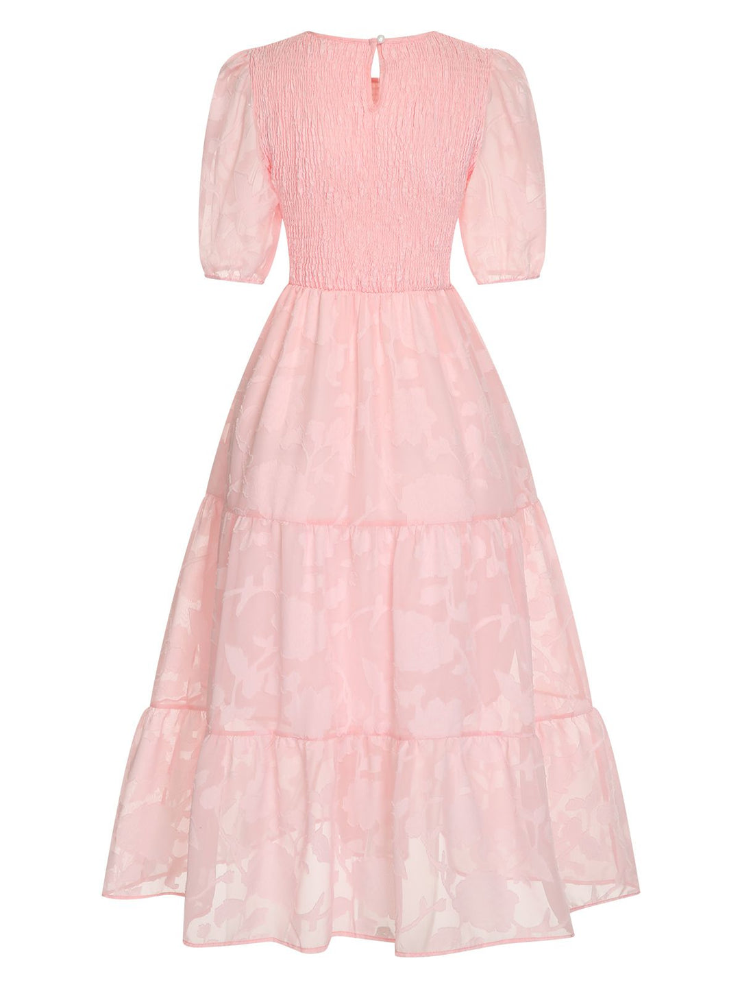 She slips into this 1930s Round Neck Puff Sleeve Wrinkle Dress and suddenly it&