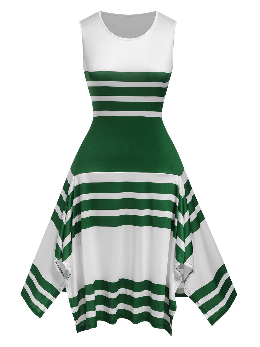 1930s Round Neck Sleeveless Striped Dress, vintage dress, retro fashion - perfect for women who love vintage and retro fashion