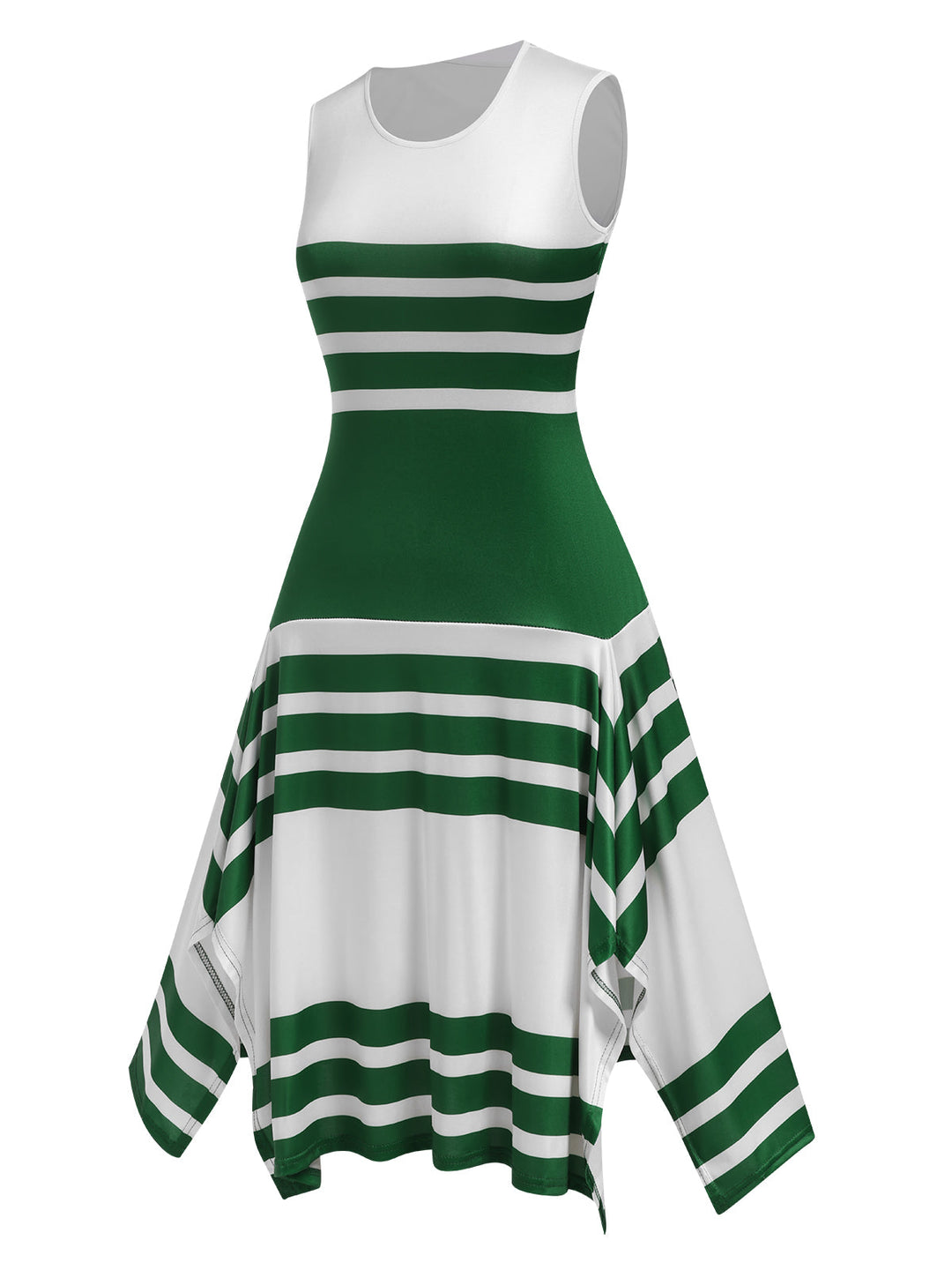 1930s Round Neck Sleeveless Striped Dress, vintage dress, retro fashion - perfect for women who love vintage and retro fashion