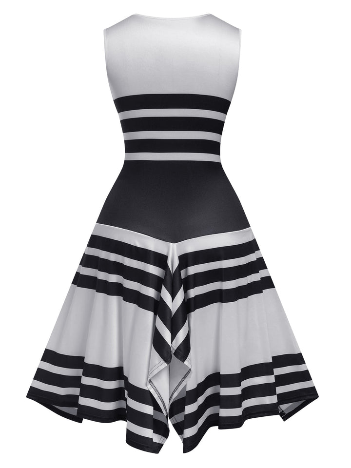 1930s Round Neck Sleeveless Striped Dress, vintage dress, retro fashion - perfect for women who love vintage and retro fashion