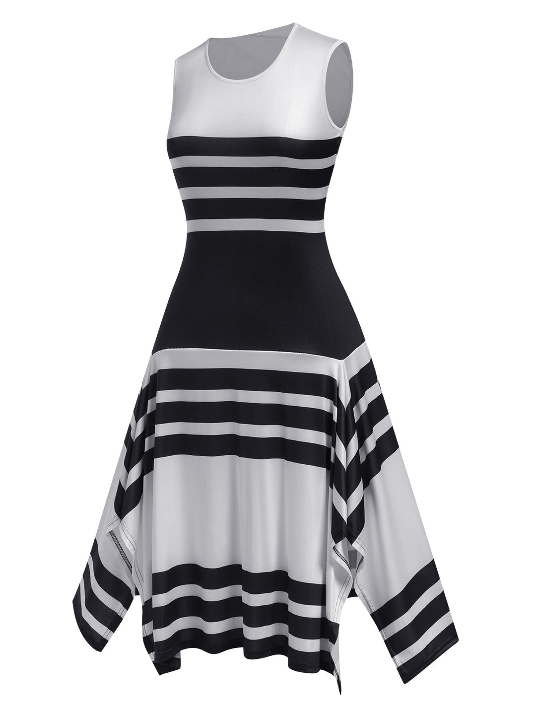 1930s Round Neck Sleeveless Striped Dress, vintage dress, retro fashion - perfect for women who love vintage and retro fashion