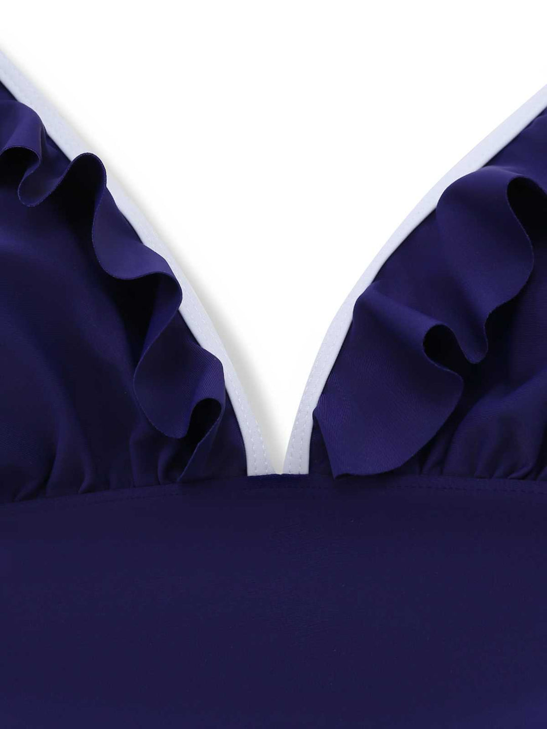 1930s Ruffle Halter Contrast Trim Swimdress - vintage dress, retro fashion