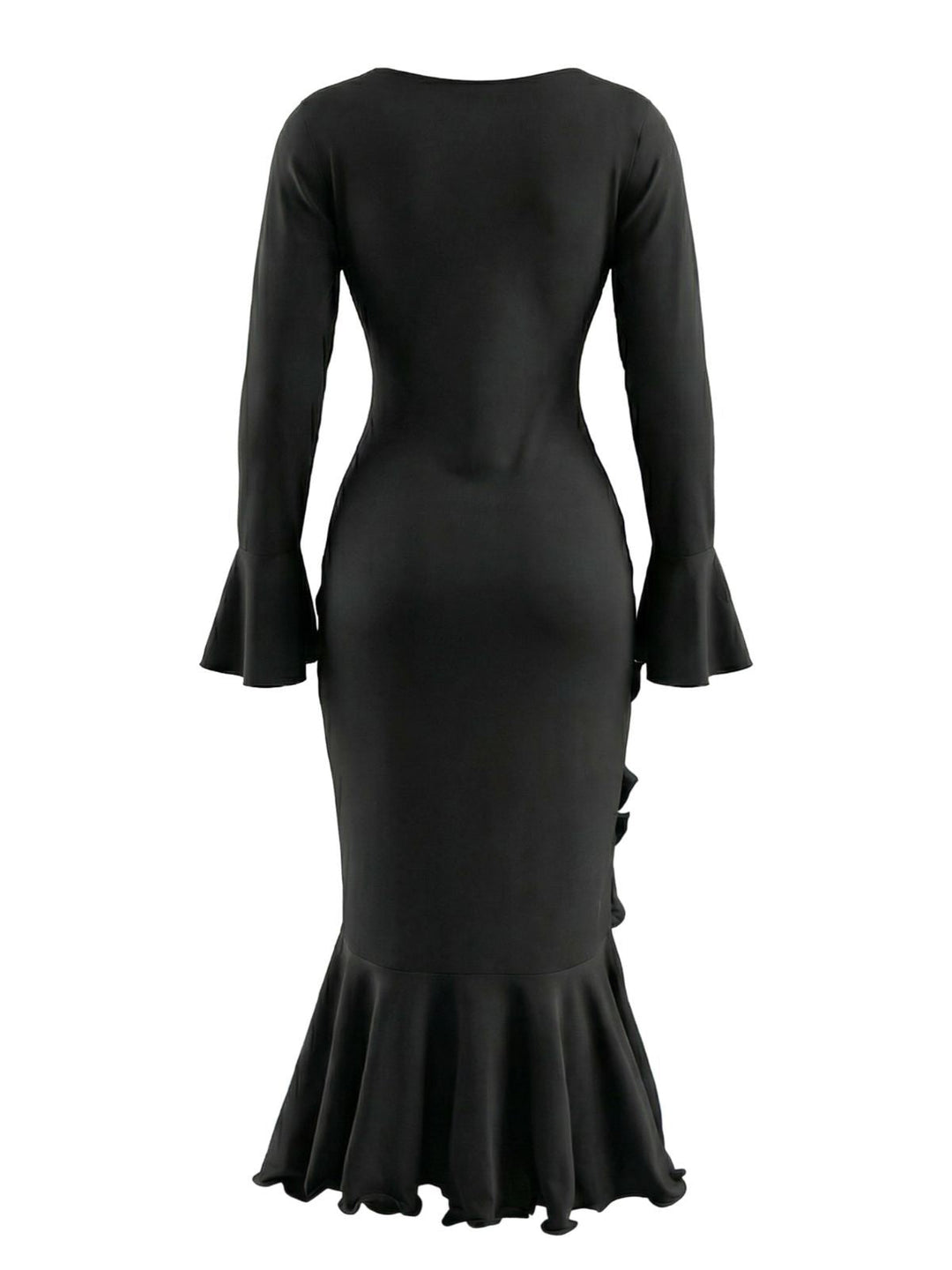 1930s Ruffled Button Side Slit Midi Dress - vintage dress, retro fashion