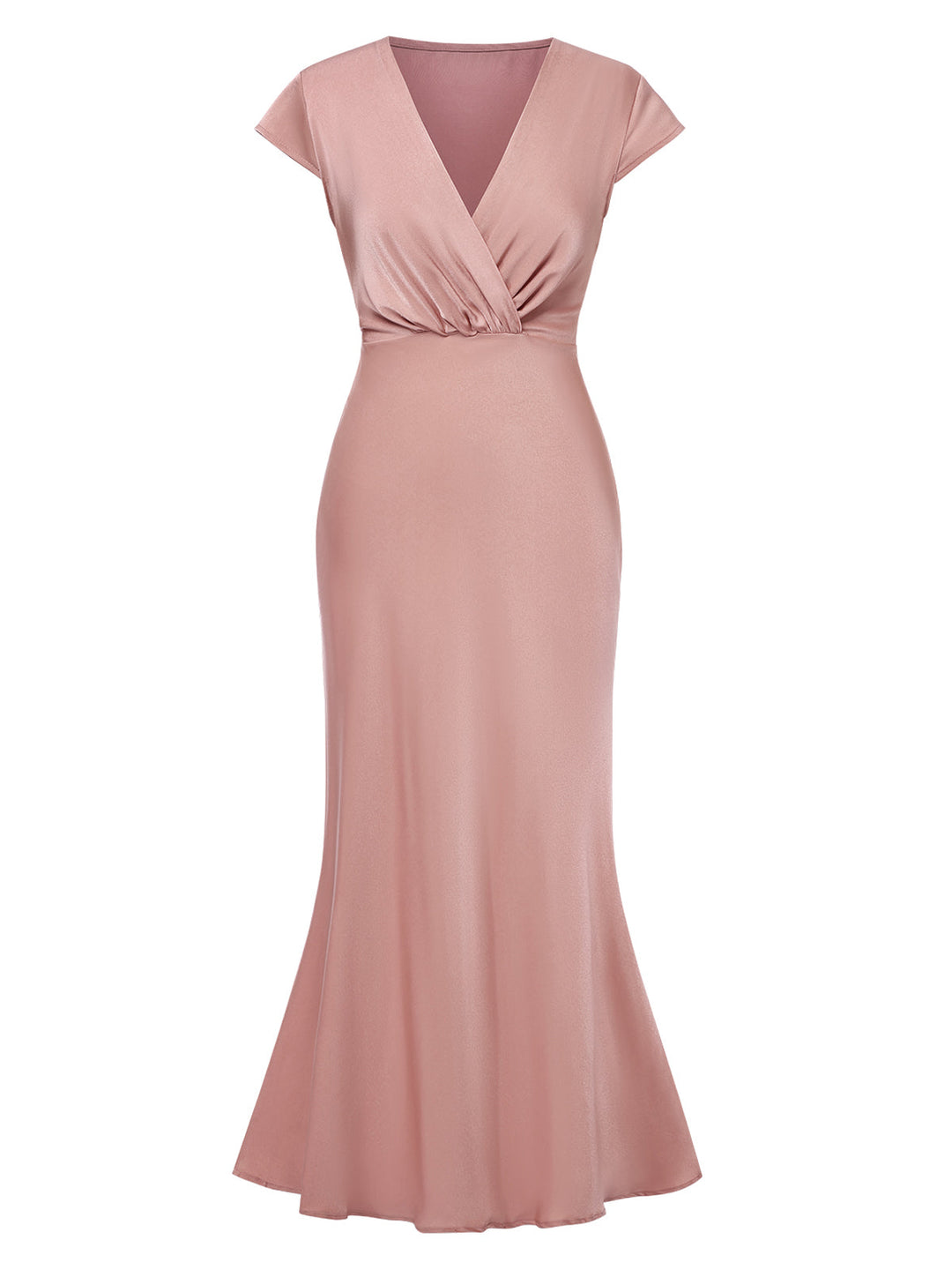 Fabric texture: 1930s 1930s Satin Solid V-Neck Fis