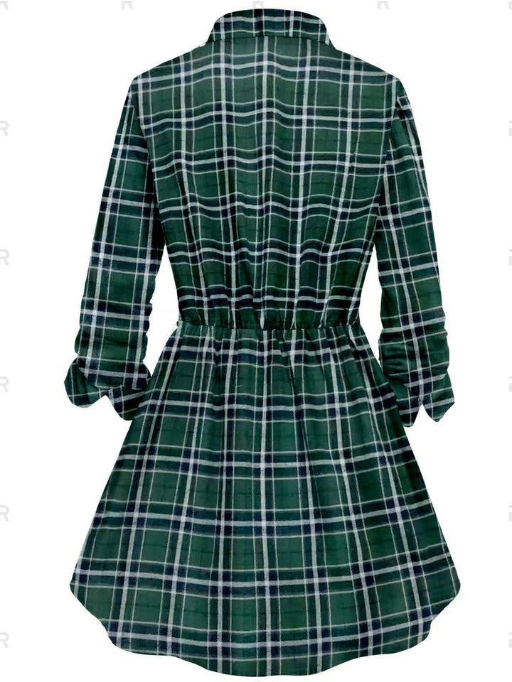 1930s Scottish Plaid Lapel Belt Blouse — vintage elegance for the modern woman