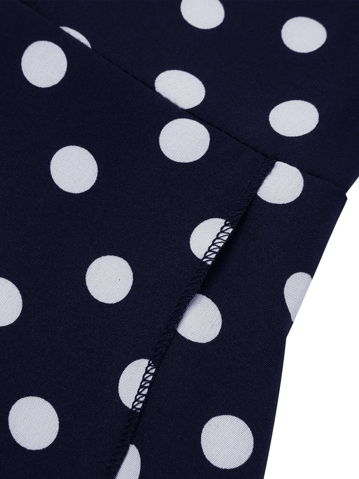 This 1930s Side Slit Deep V-Neck Polka Dots Dress wraps her in 1930s elegance, one twirl at a time