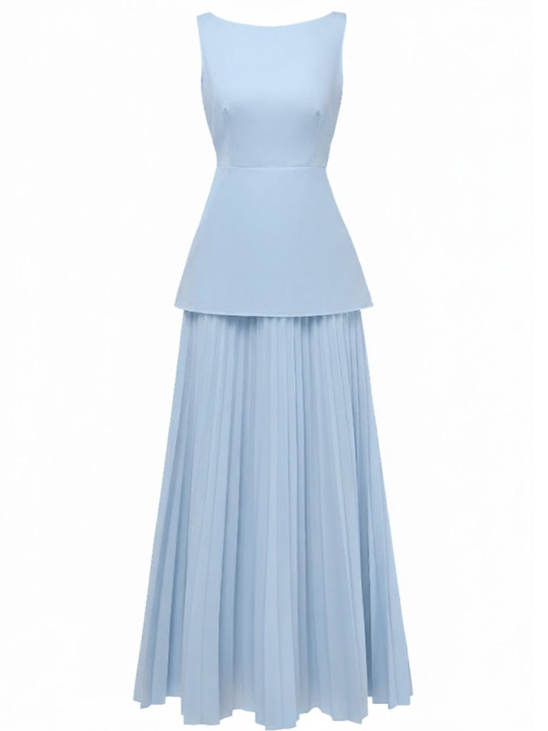 2PCS 1930s Sleeveless Boat Neck Knit Top &amp; Pleated Maxi Skirt - vintage skirt, retro style