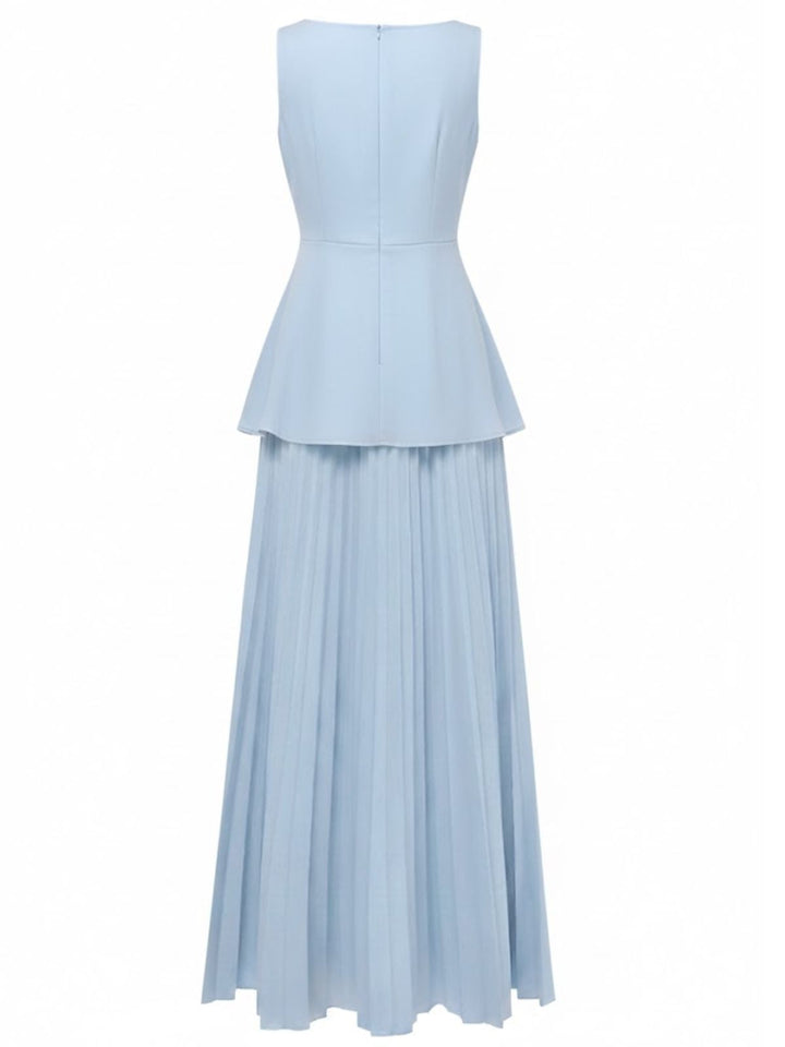 2PCS 1930s Sleeveless Boat Neck Knit Top &amp; Pleated Maxi Skirt - vintage skirt, retro style