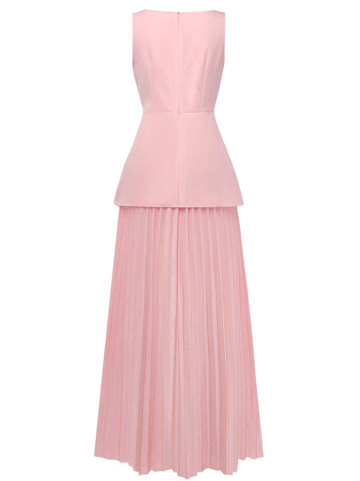 2PCS 1930s Sleeveless Boat Neck Knit Top &amp; Pleated Maxi Skirt - vintage skirt, retro style