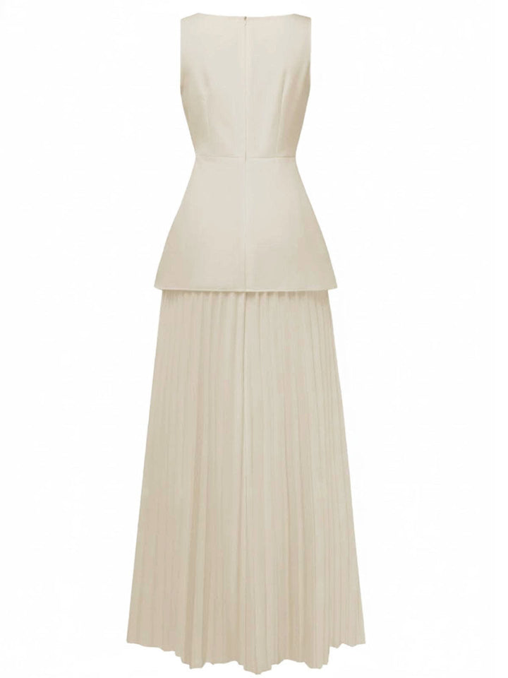2PCS 1930s Sleeveless Boat Neck Knit Top &amp; Pleated Maxi Skirt - vintage skirt, retro style