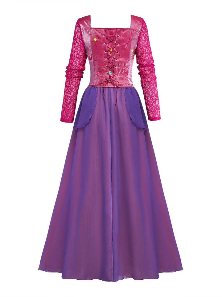 Purple 2PCS 1930s Hocus Pocus Lace Floral Top &amp; Skirt - vintage skirt, retro style