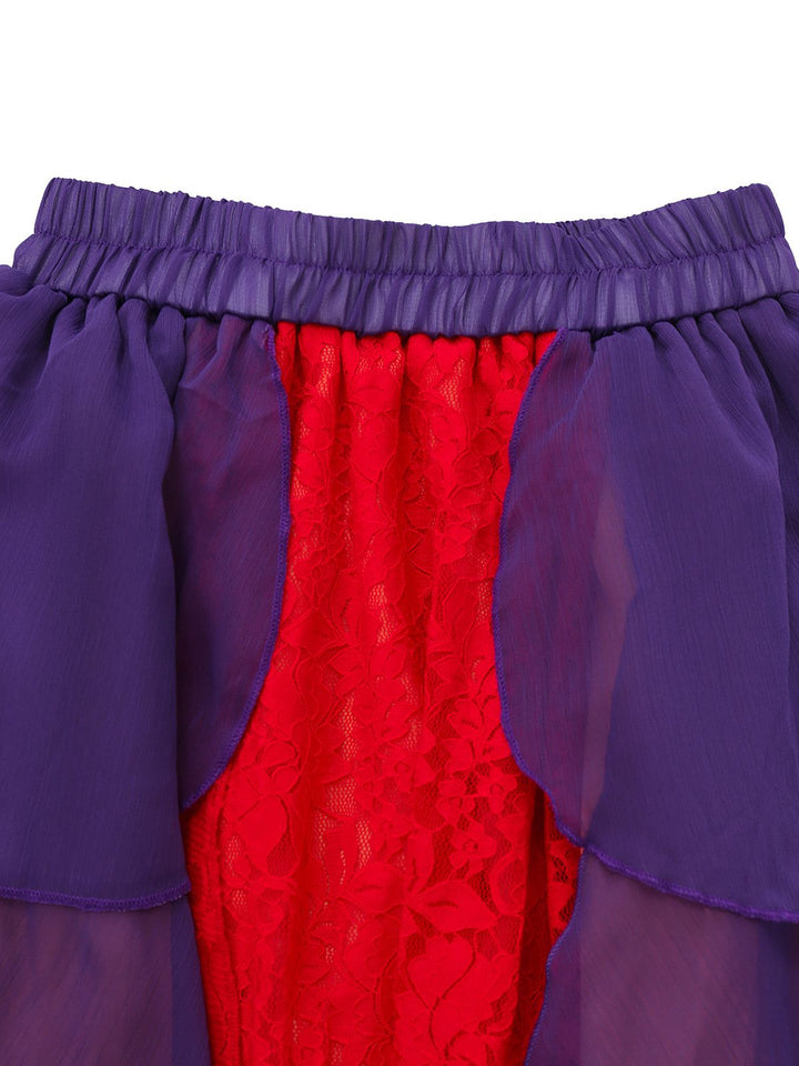 Purple 2PCS 1930s Hocus Pocus Lace Floral Top &amp; Skirt - vintage skirt, retro style