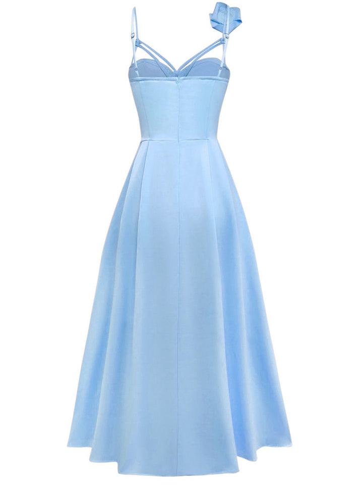 1930s Solid 3D Floral Hollow Out Slip Dress - vintage dress, retro fashion