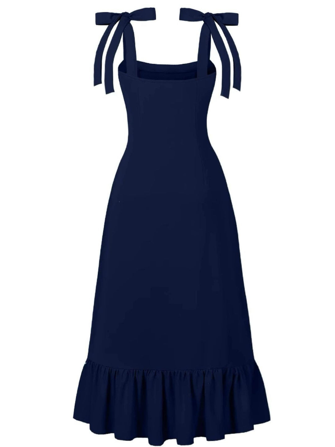 1930s Solid Bow Slit Ruffled Hem Suspender Dress - vintage dress, retro fashion