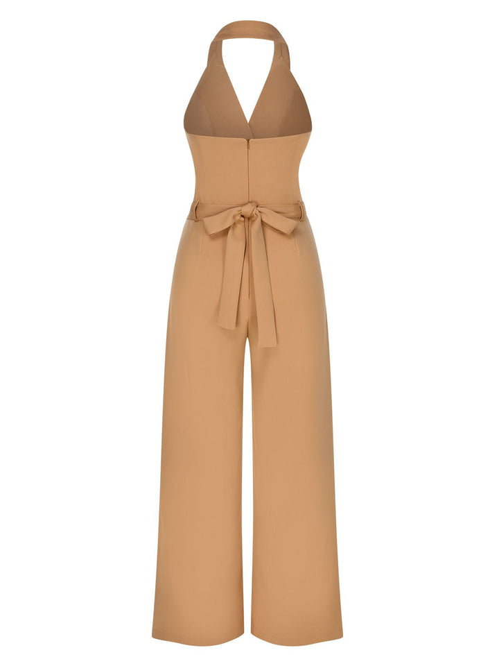 1930s Solid Button Halter Lapel Jumpsuit, vintage romper, retro jumpsuit - perfect for women who love vintage and retro fashion