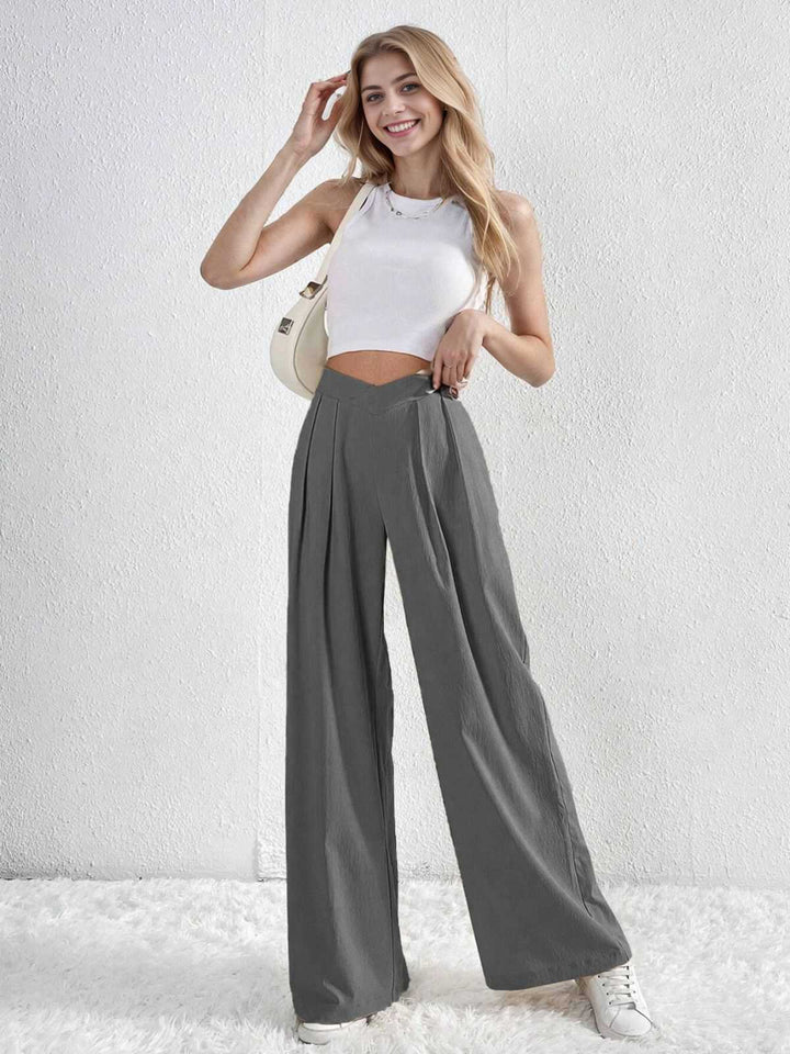 1930s Solid Cross Pleated Straight Pants: 1930s power dressing, reimagined
