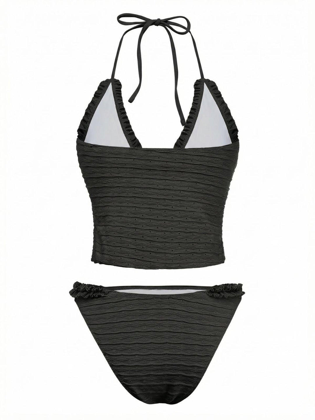 Solid-Cut-Out-Shirred-Bikini-Set, vintage, retro, swimwear
