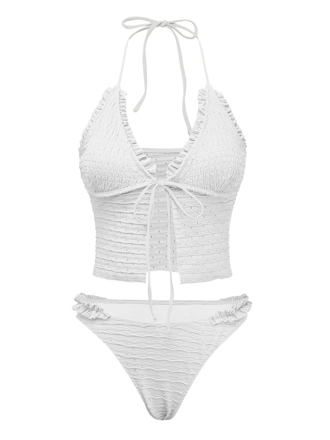 Solid-Cut-Out-Shirred-Bikini-Set, vintage, retro, swimwear