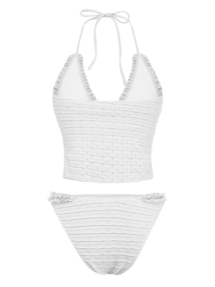 Solid-Cut-Out-Shirred-Bikini-Set, vintage, retro, swimwear