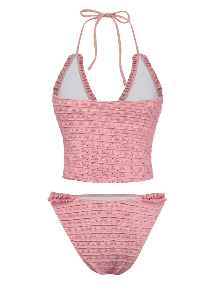 Solid-Cut-Out-Shirred-Bikini-Set, vintage, retro, swimwear
