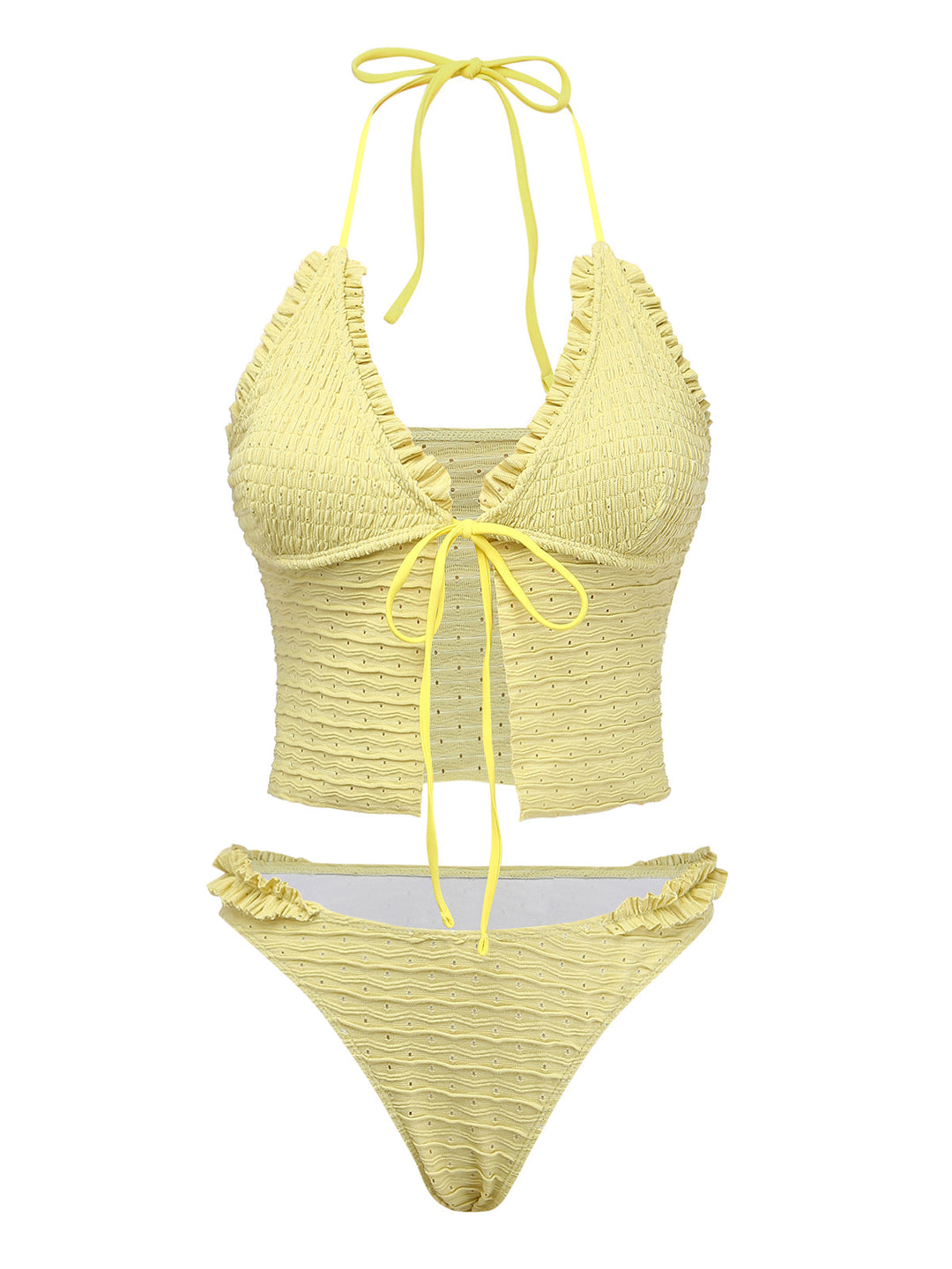 Solid-Cut-Out-Shirred-Bikini-Set, vintage, retro, swimwear