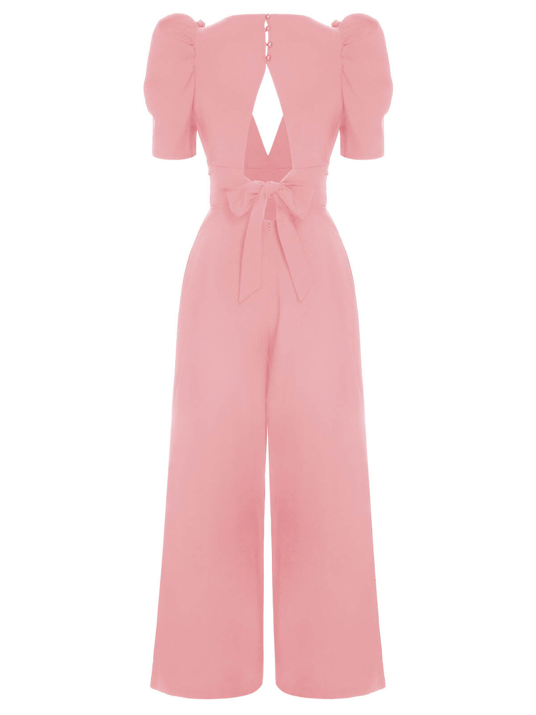 1930s Solid Deep V Puff Sleeves Jumpsuit, vintage romper, retro jumpsuit - perfect for women who love vintage and retro fashion