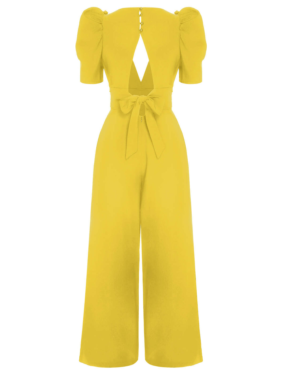 1930s Solid Deep V Puff Sleeves Jumpsuit, vintage romper, retro jumpsuit - perfect for women who love vintage and retro fashion