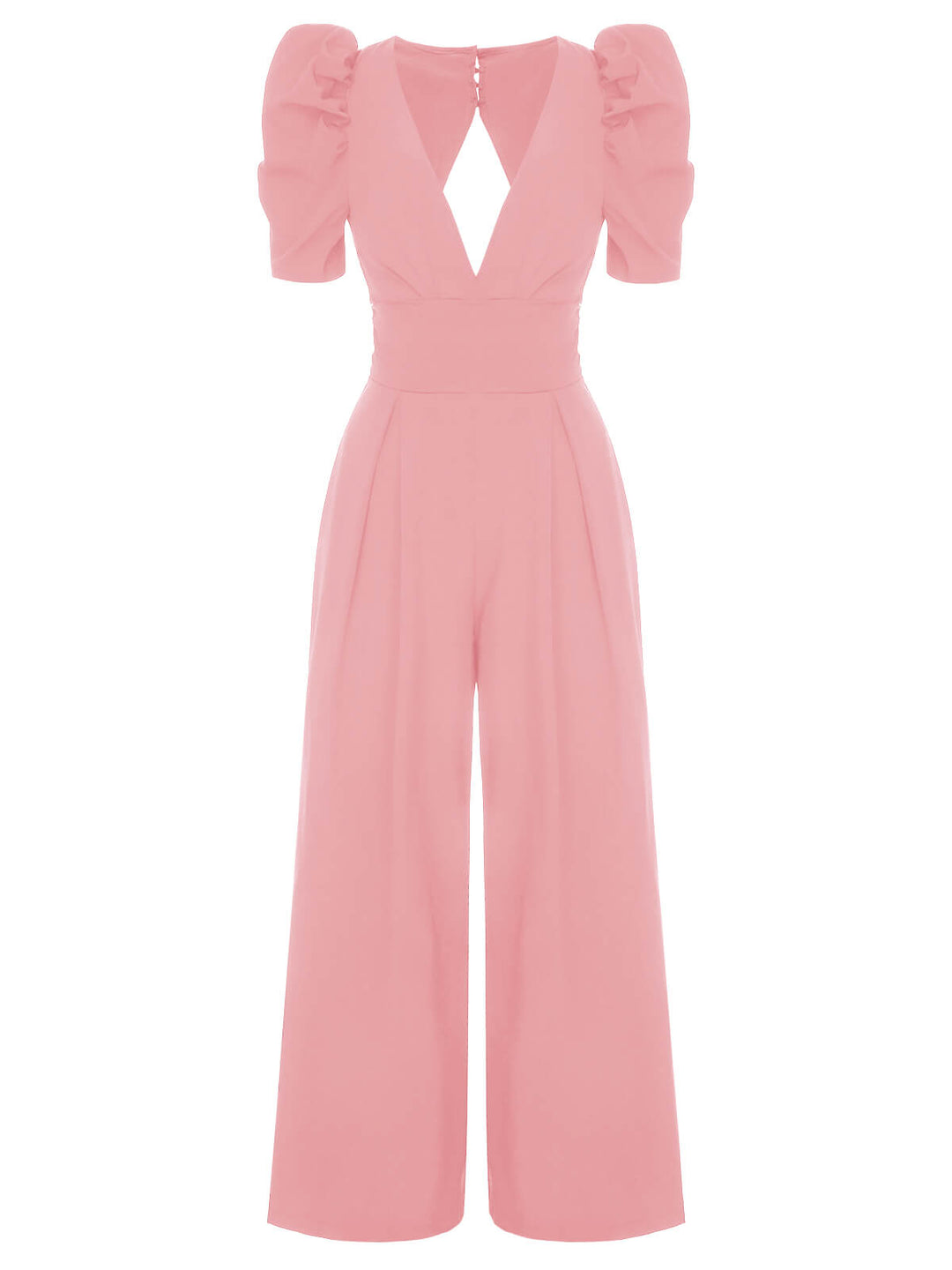 1930s Solid Deep V Puff Sleeves Jumpsuit, vintage romper, retro jumpsuit - perfect for women who love vintage and retro fashion
