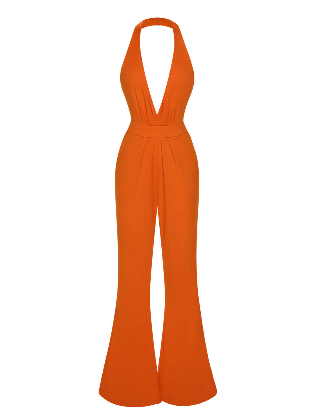 1930s Solid Deep V-Neck Halter Jumpsuit, vintage romper, retro jumpsuit - perfect for women who love vintage and retro fashion