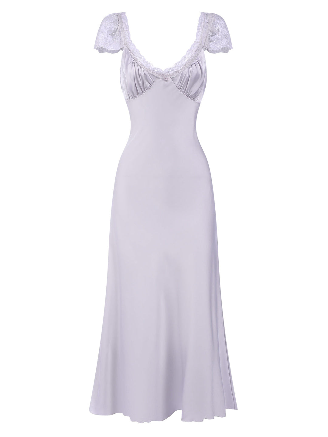 Solid Deep V-Neck Lace Trim Nightgown, vintage fashion, retro style - perfect for women who love vintage and retro fashion