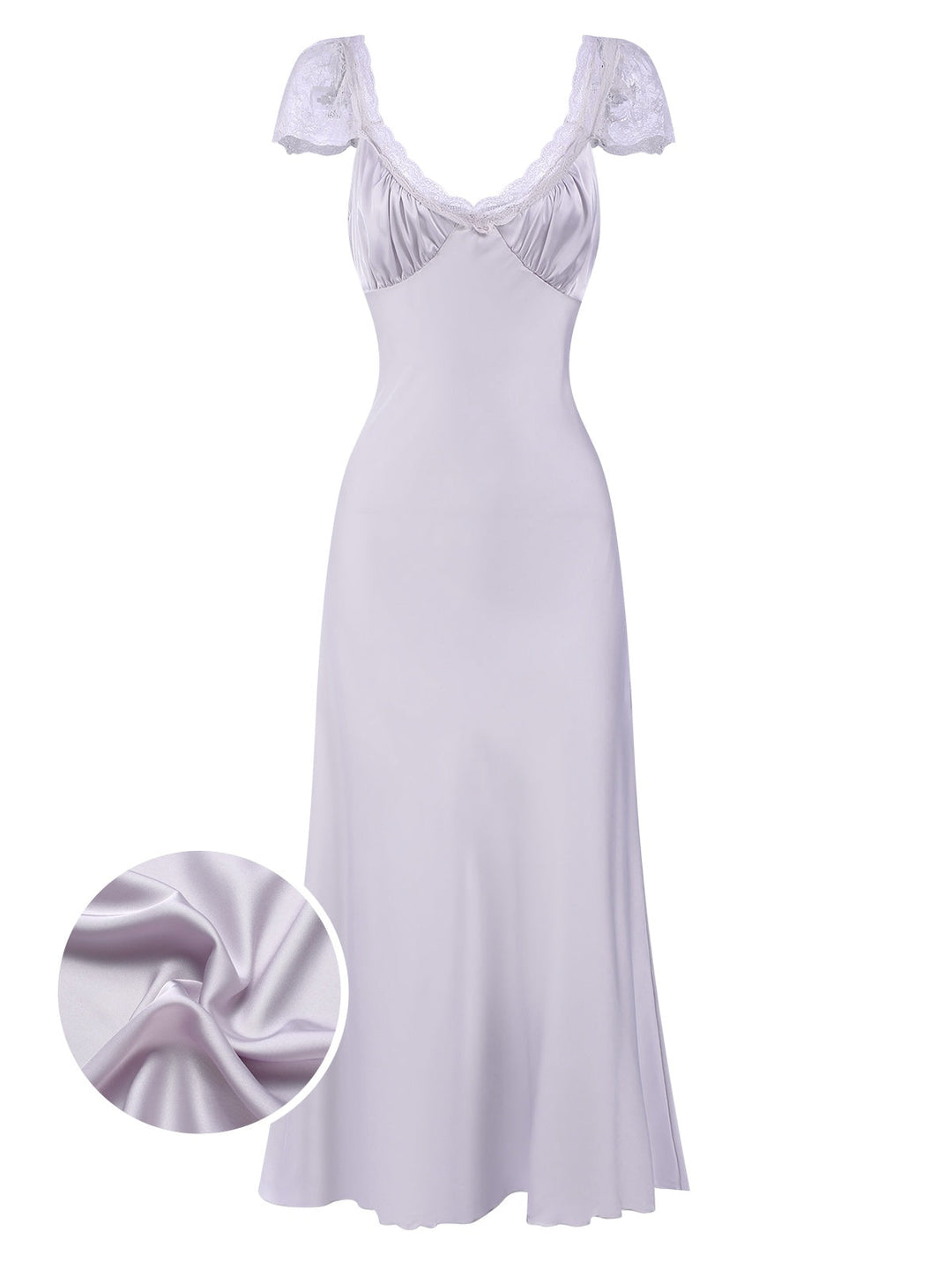 Solid Deep V-Neck Lace Trim Nightgown, vintage fashion, retro style - perfect for women who love vintage and retro fashion