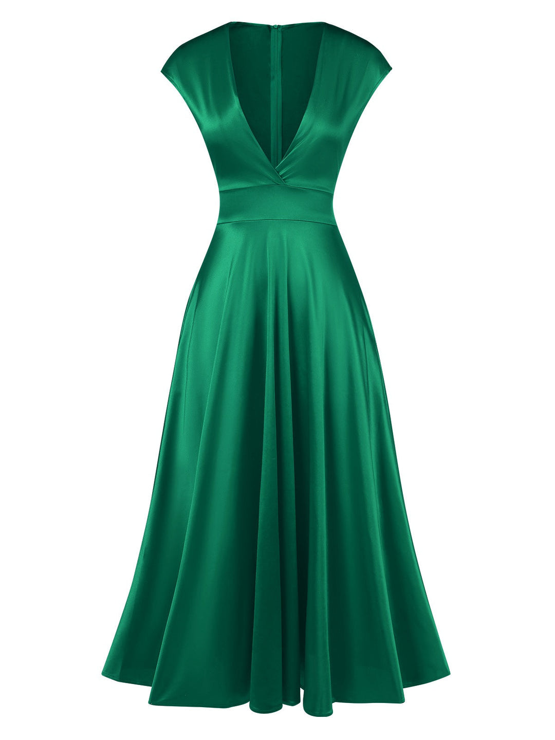 1930s Solid Deep V-Neck Satin Dress, vintage dress, retro fashion - perfect for women who love vintage and retro fashion