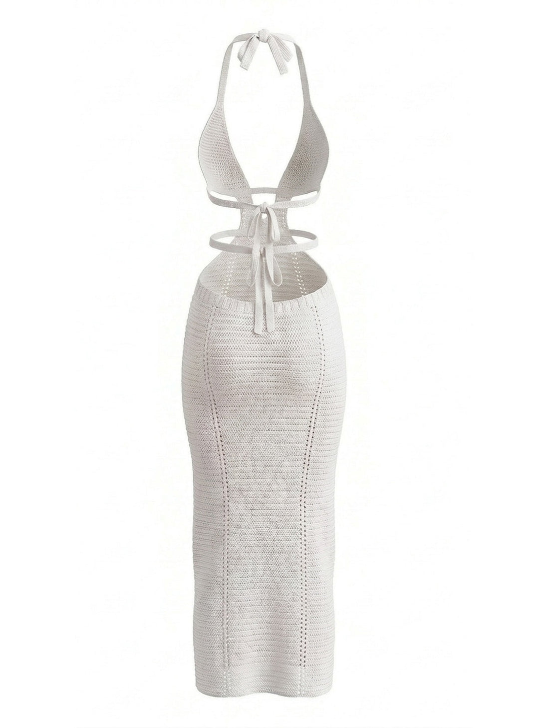 1930s Solid Halter Cutout Crocheting Cover-Up Dress - vintage dress, retro fashion