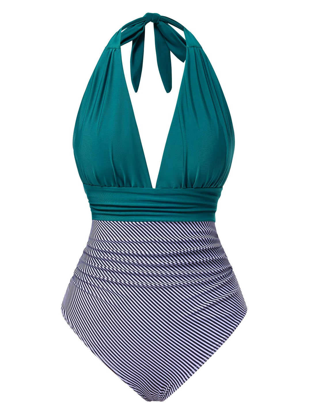 Solid Halter Patchwork OnePiece|| vintage swimsuit, retro beachwear