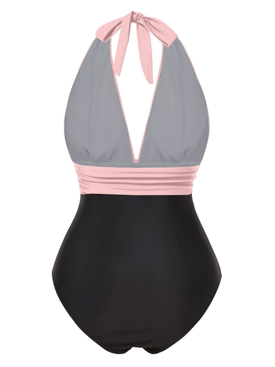 Solid Halter Patchwork OnePiece|| vintage swimsuit, retro beachwear