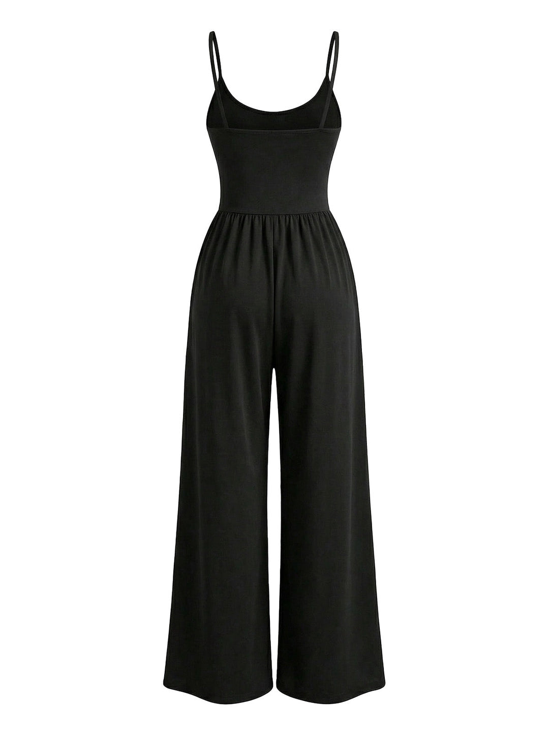 1930s Solid Knitted Spaghetti Straps Wide-Leg Jumpsuit - vintage romper, retro jumpsuit, playful style for vintage lovers