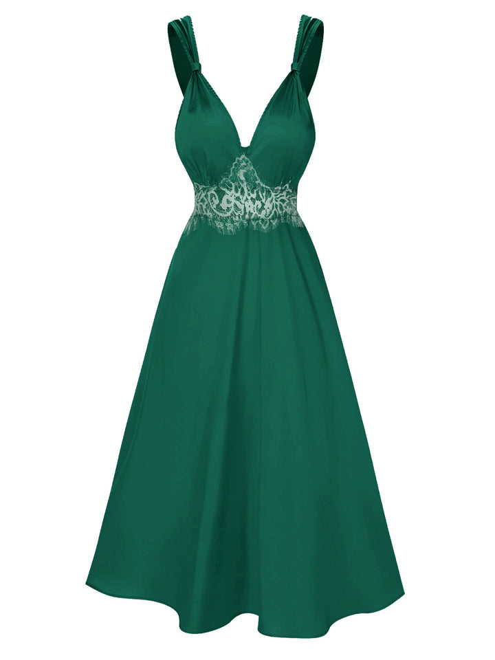 Solid Lace Satin Nightgown — a silhouette that turns sidewalks into runways