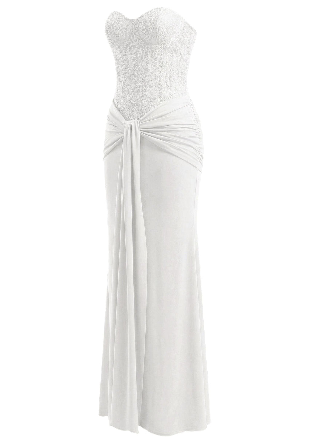 1930s Solid Lace-Up Strapless Maxi Dress - vintage dress, retro fashion