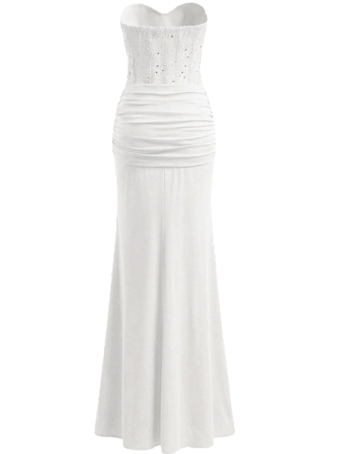 1930s Solid Lace-Up Strapless Maxi Dress - vintage dress, retro fashion