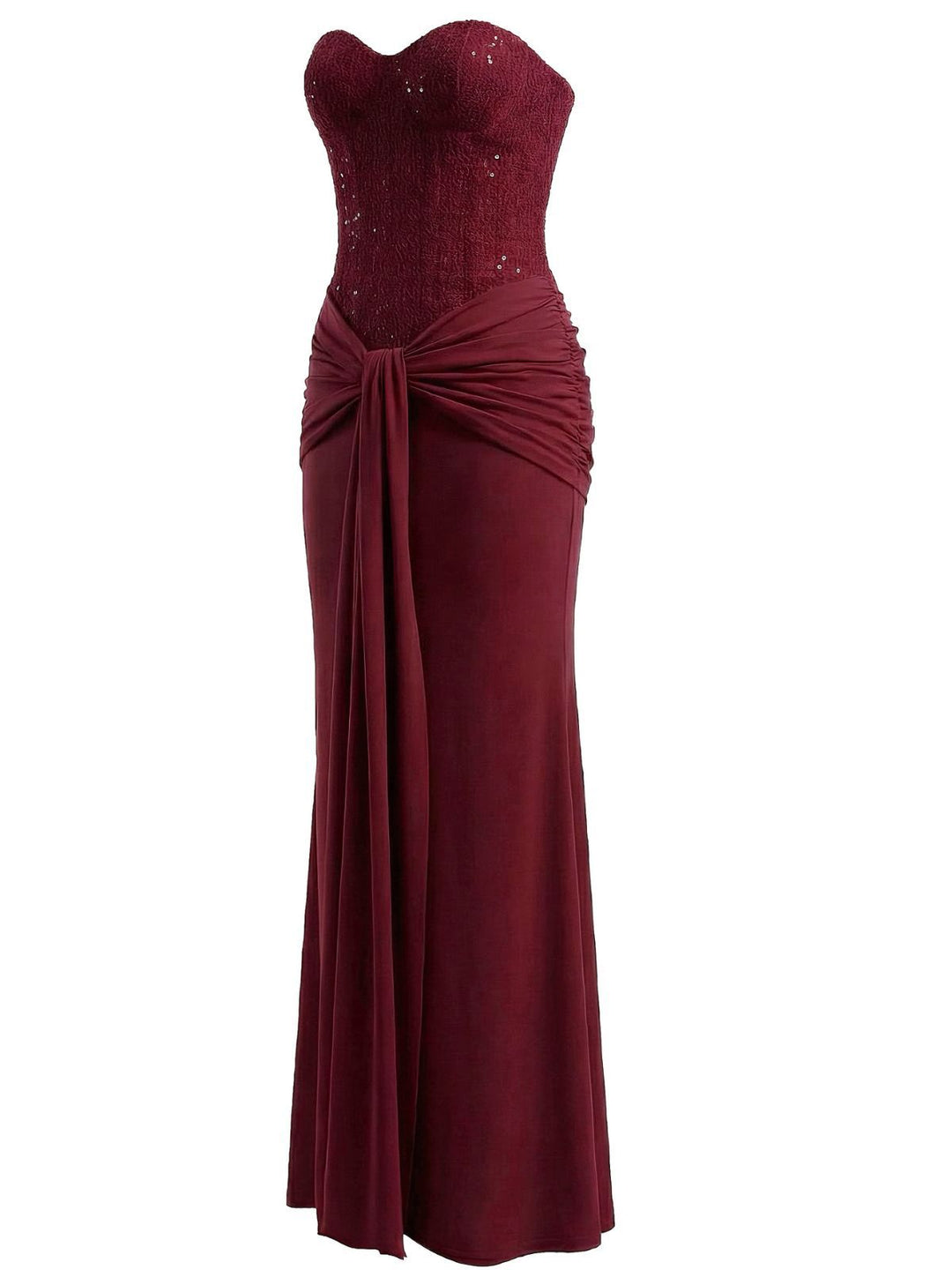 1930s Solid Lace-Up Strapless Maxi Dress - vintage dress, retro fashion