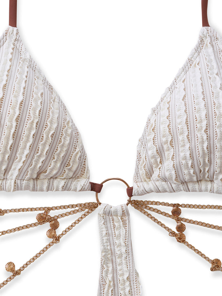 Solid Metal Chain Cutout Swimsuit | vintage swimwear, retro swimsuit, style - perfect for retro fashion enthusiasts