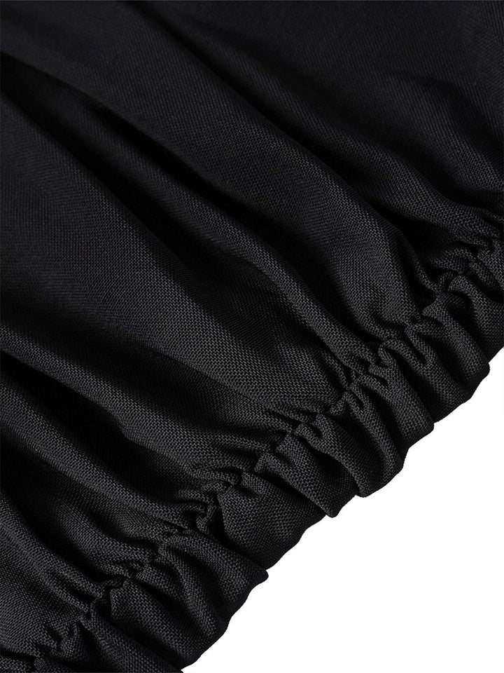 1930s Solid Off-Shoulder Bodycon Maxi Dress - vintage dress, retro fashion