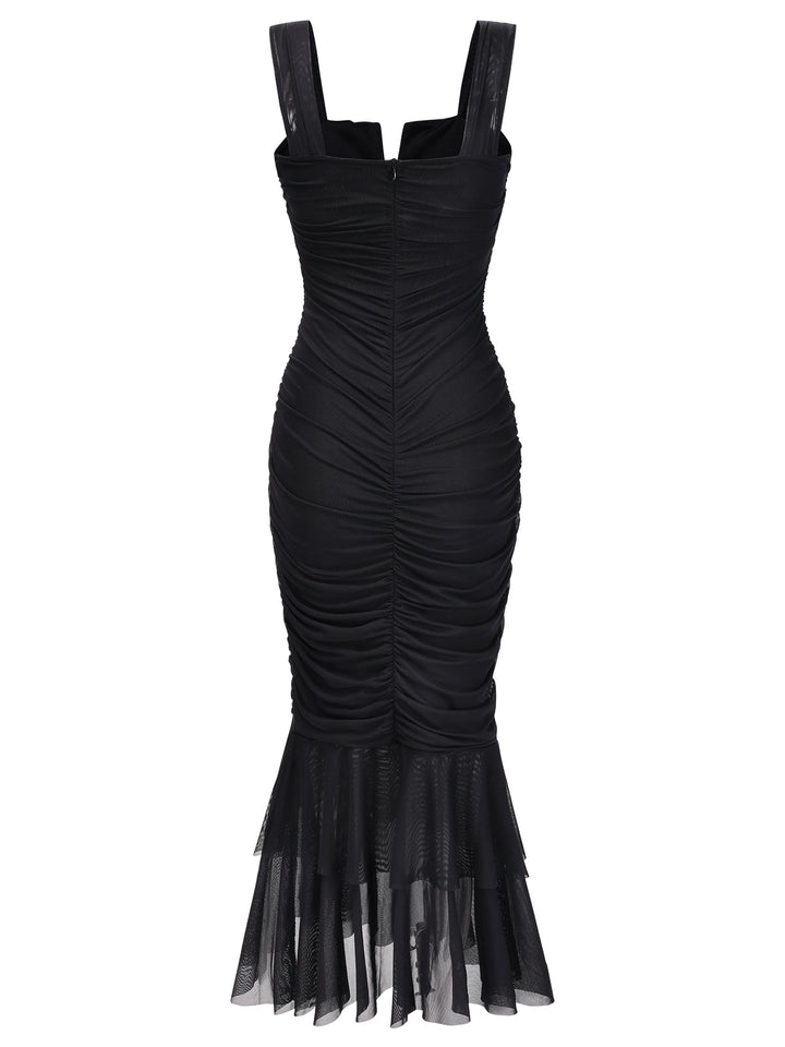 1930s Solid Pleated Wide Strap Fishtail Dress, vintage dress, retro fashion - perfect for women who love vintage and retro fashion