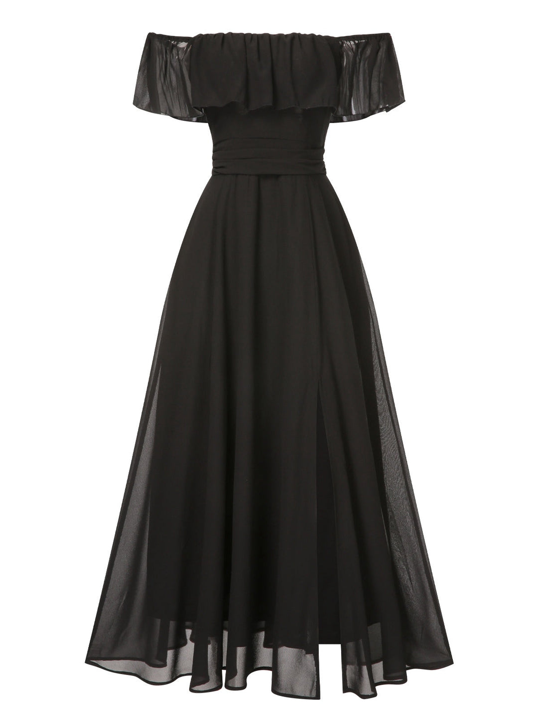 1930s Solid Roll Collar Off Shoulder Slit Dress, vintage dress, retro fashion - perfect for women who love vintage and retro fashion
