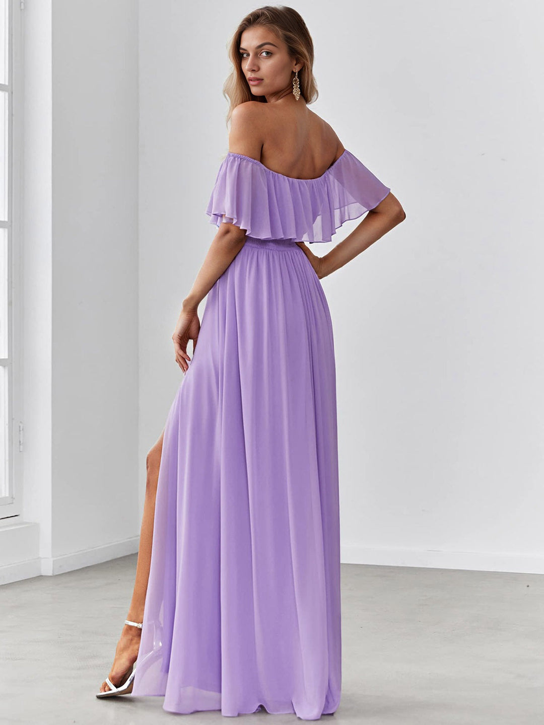 1930s Solid Roll Collar Off Shoulder Slit Dress, vintage dress, retro fashion - perfect for women who love vintage and retro fashion