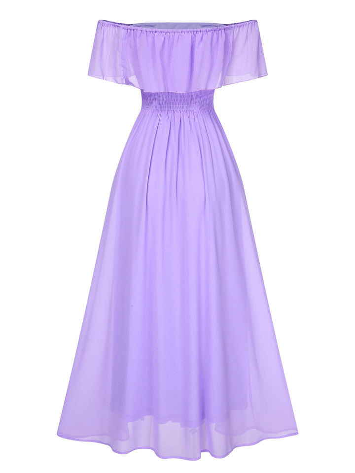 1930s Solid Roll Collar Off Shoulder Slit Dress, vintage dress, retro fashion - perfect for women who love vintage and retro fashion